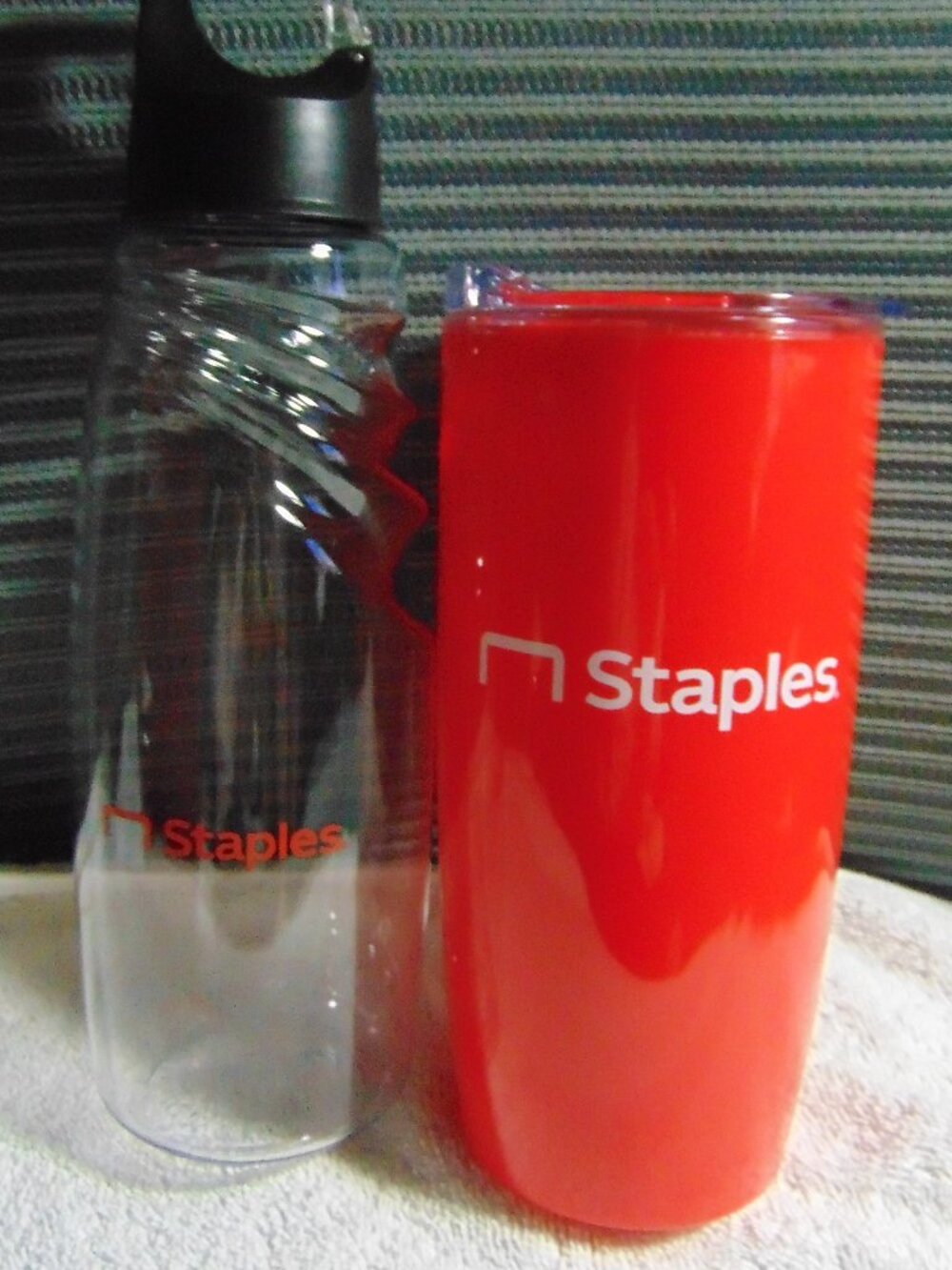 Plastic Water Bottle and Plastic Insulated Tumbler from Staples